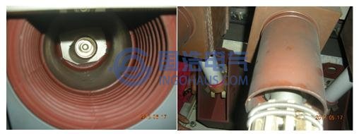 PT觸頭積灰，有放電痕跡且絕緣橡膠有輕微受潮